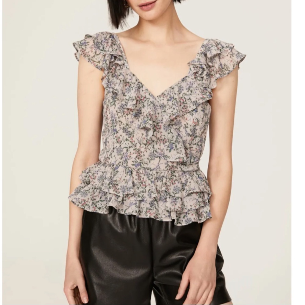 Marisa Webb Collective - Floral Ruffle V-Neck Top - Picture 2 of 5